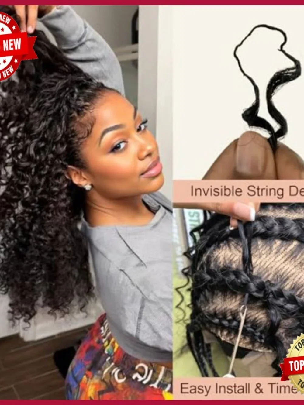 22 Inch Human Hair Crochet Extensions Deep Wave Pre-Separated 50g